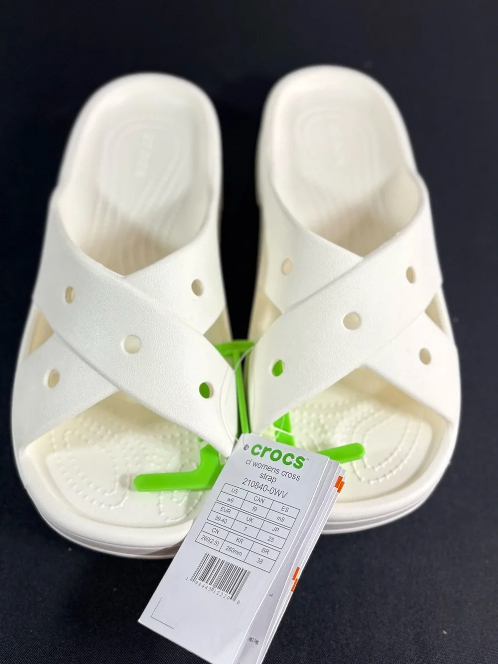 CROCS women White Crisscross Slide Sandals